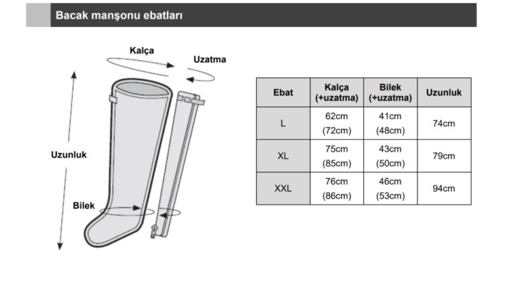 Doctor Life LF 900 Bacak Manşonu Beden ebatı ölçüleri-DS MAREF