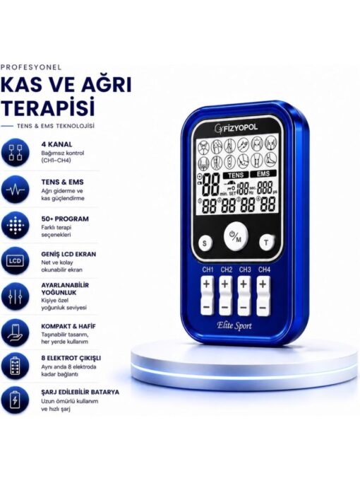 Elite Sport 4 Kanal 8 Elektrot Çıkışlı Profesyonel TENS + EMS Cihazı