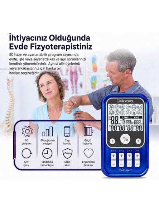Elite Sport 4 Kanal 8 Elektrot Çıkışlı Profesyonel TENS + EMS Cihazı